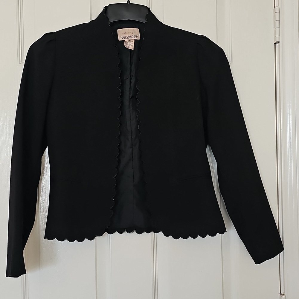 Vintage 80's Haberdasher Scalloped Long Sleeve Tailored  Cocktail Jacket Small